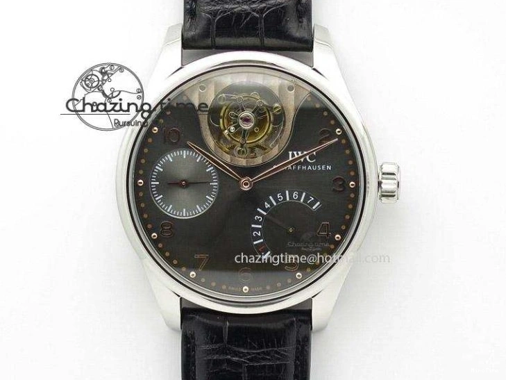 MIROTIME 0308 Portuguese Chrono SS ZF 1:1 Best Edition Gray Dial SS On Black Leather Strap A ZipUp 7215